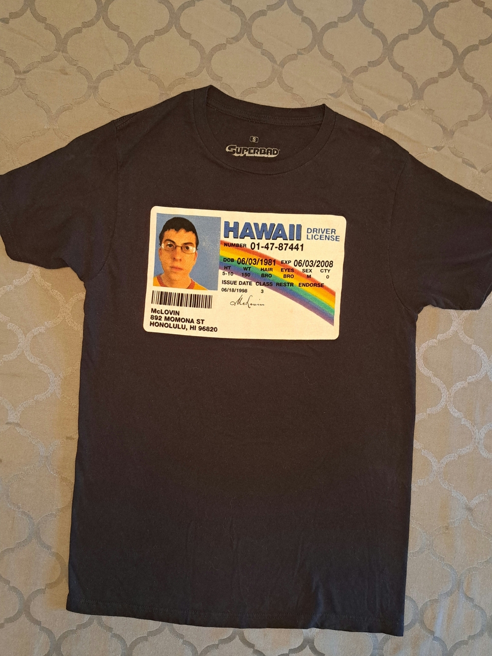 Ripple Junction Superbad McLovin Movie Promo Graphic Tee Black Small